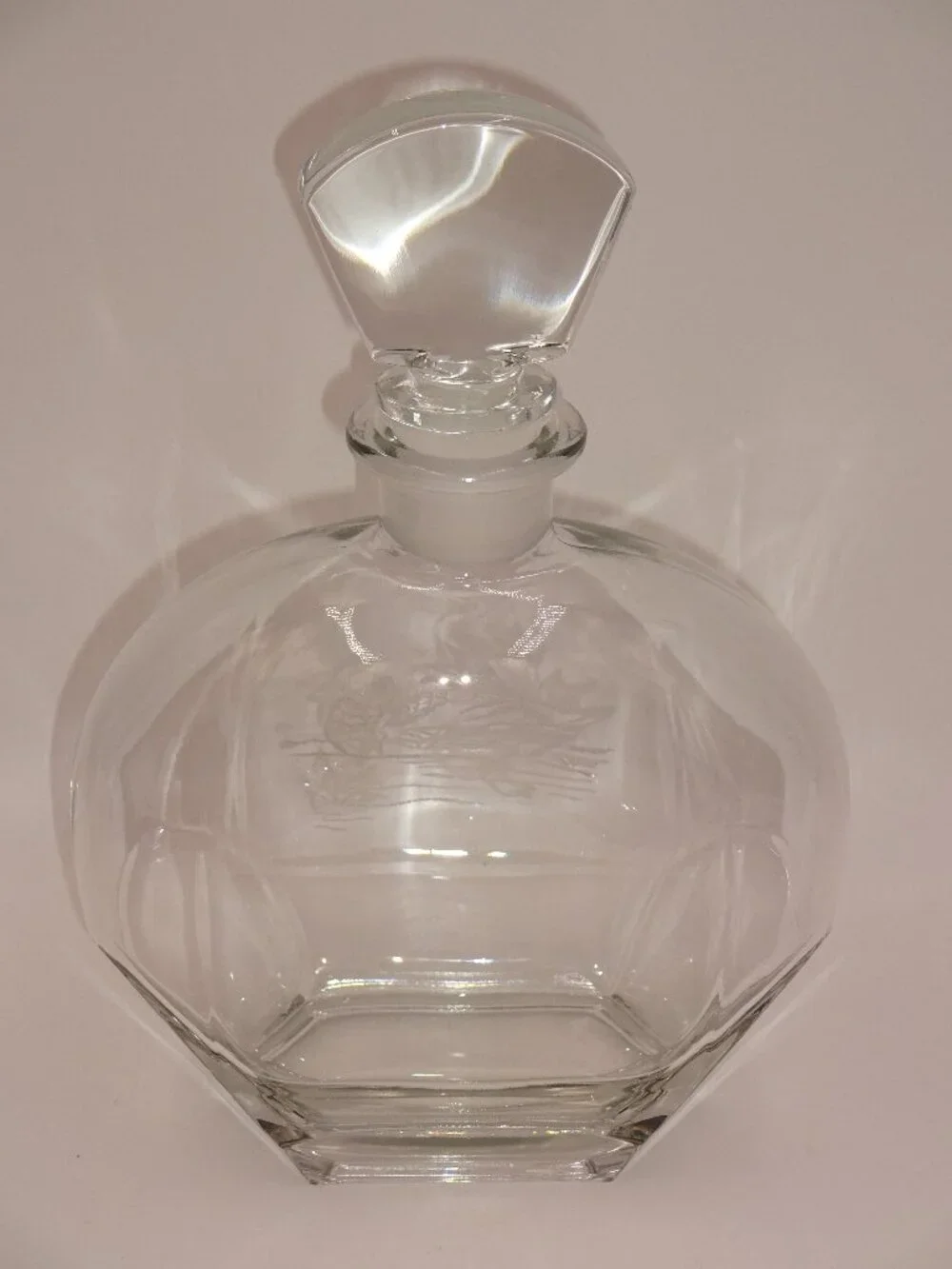 Vintage 1970s Luigi Bormioli Light & Music Crystal Decanter Etched Mallard Duck